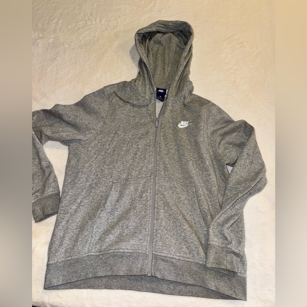 Nike Grey Full-Zip Hoodie with Hood